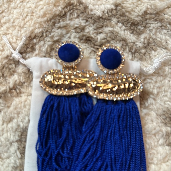 Earrings , big blue and dangly - Picture 2 of 3